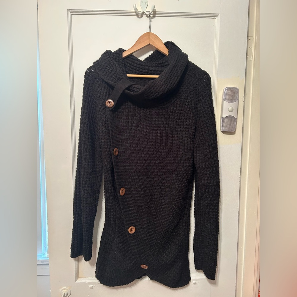 Black Knit Sweater with button accents!